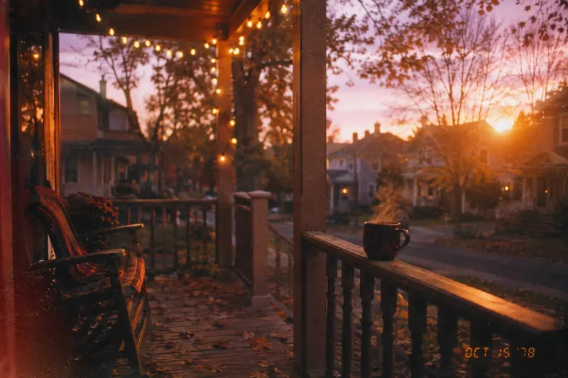 Autumn Evenings on the Front Porch wallpaper preview