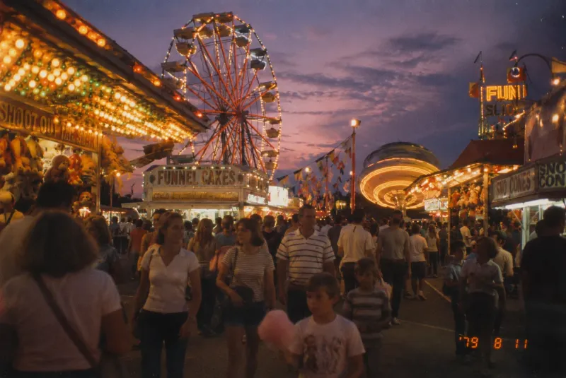 Carnival Nights Retro Film Ferris Wheel Wallpaper wallpaper preview