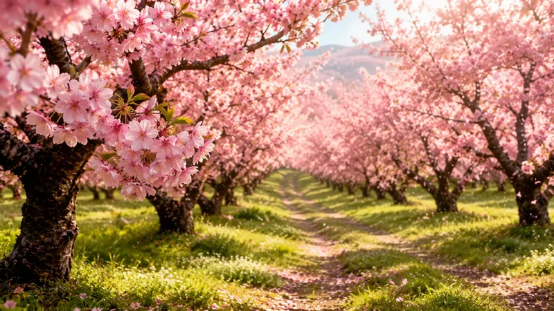 Cherry Blossom Orchard Wallpaper wallpaper preview