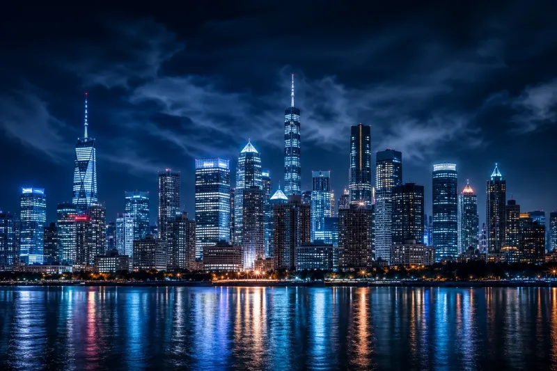 Cinematic City Skyline at Night wallpaper preview