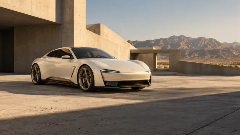 Desert Elegance: Futuristic Sports Coupe wallpaper preview