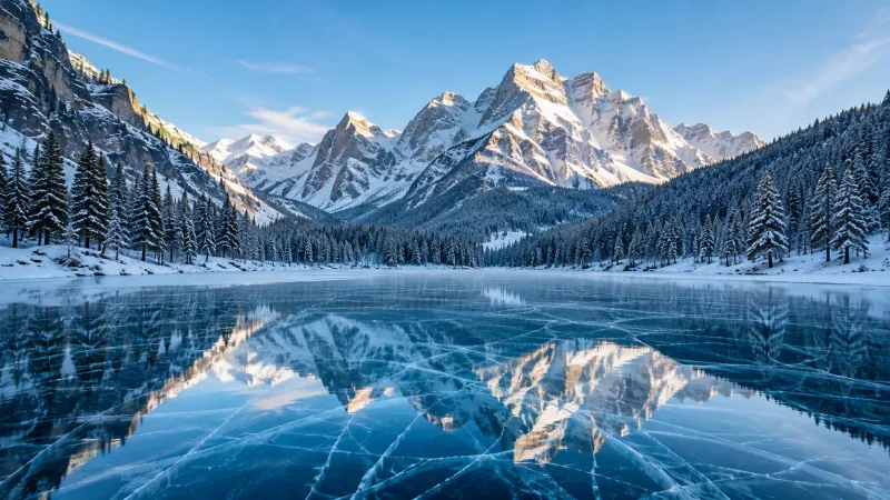 Frozen Mountain Lake wallpaper preview