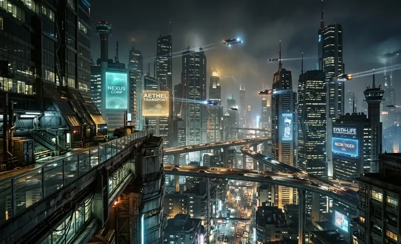 Megacity Nights Sci-Fi Skyline Wallpaper wallpaper preview
