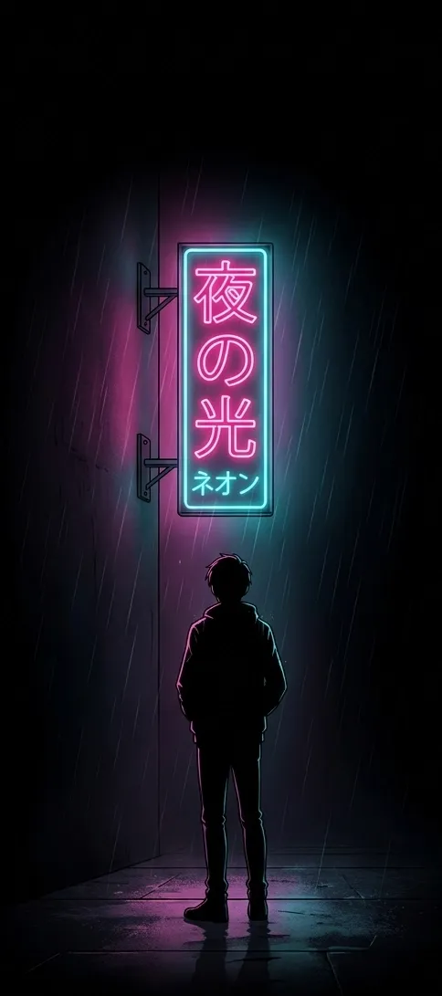 Neon Solitude AMOLED Anime Wallpaper wallpaper preview