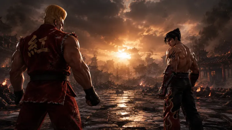 Paul vs Jin: Clash at the Ruined Temple wallpaper preview