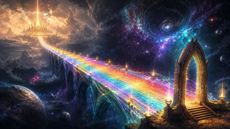Rainbow Bridge Cosmic Fantasy Wallpaper wallpaper preview