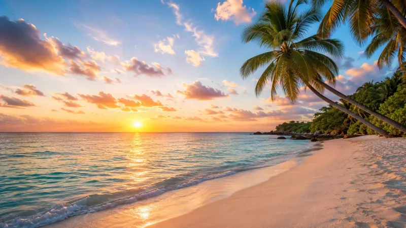 Tropical Beach Sunrise wallpaper preview