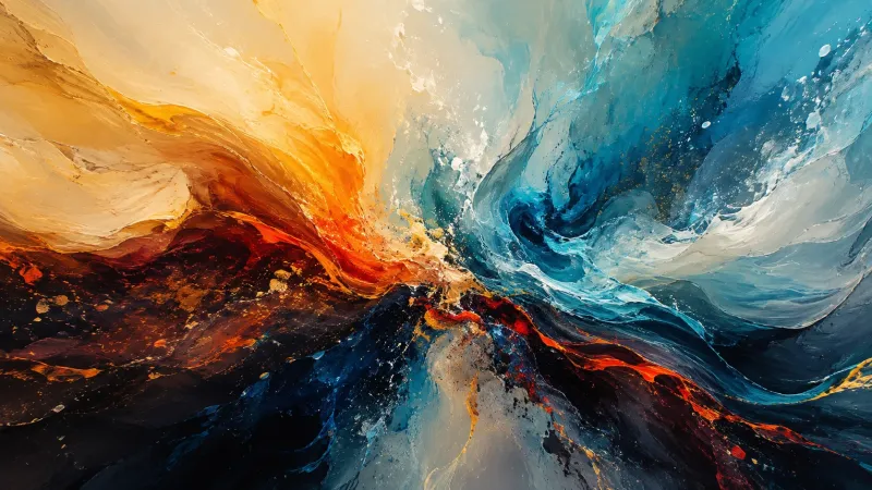 Vibrant Abstract Ocean of Fire and Ice wallpaper preview