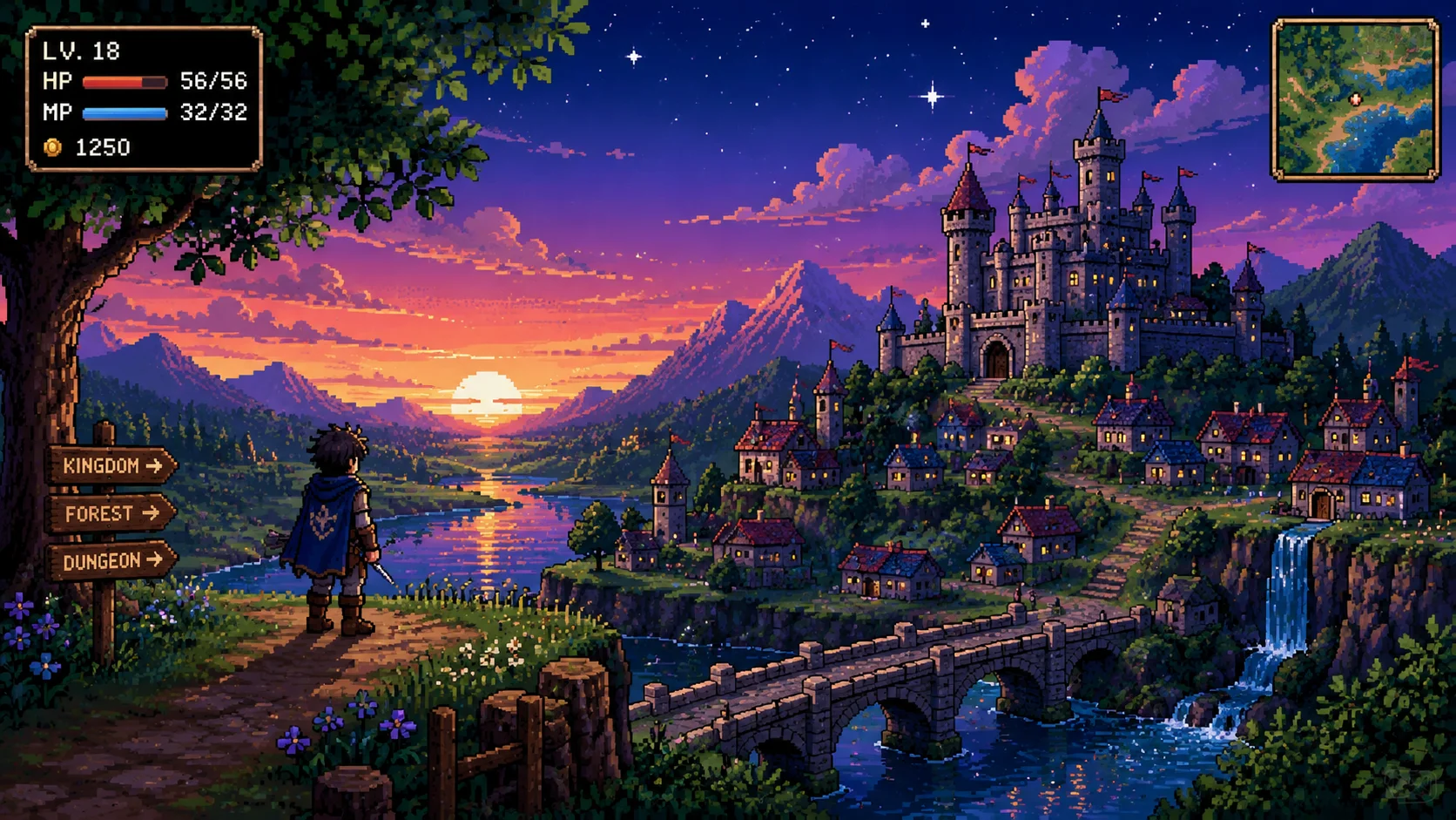 16-Bit Kingdom at Sunset wallpaper full preview
