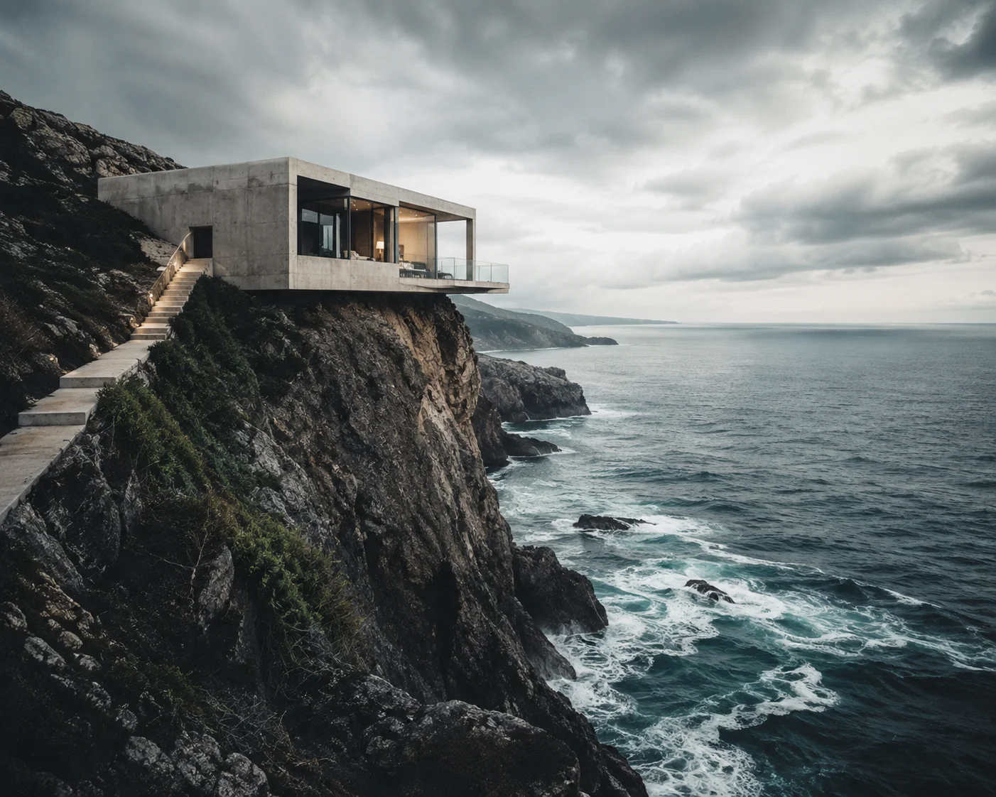 Cliffside Modern Editorial Architecture Wallpaper wallpaper full preview