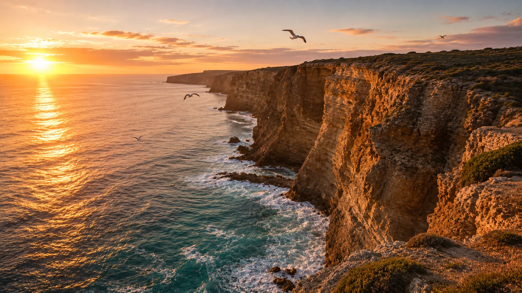 Coastal Cliffs Sunrise Wallpaper wallpaper full preview