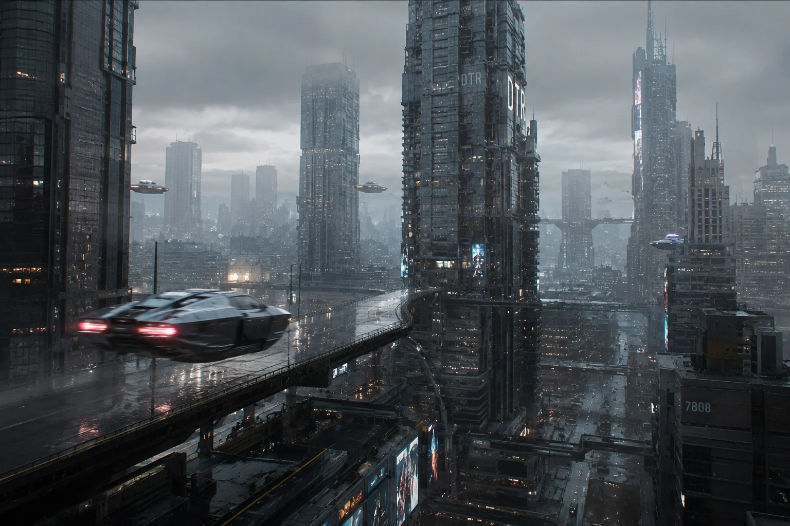 Cyberpunk City 2155 – Hyper-Realistic Futuristic Metropolis with Flying Cars wallpaper full preview