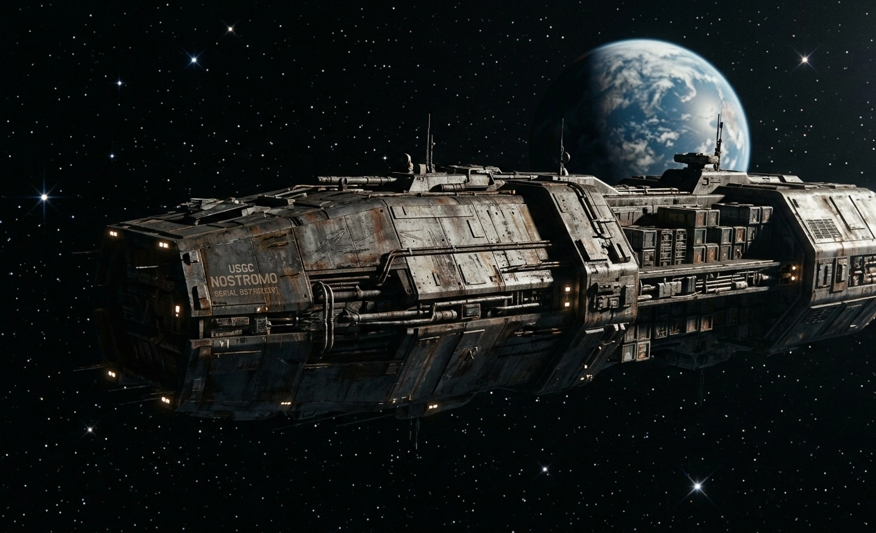Deep Freight Sci-Fi Cargo Ship Wallpaper wallpaper full preview