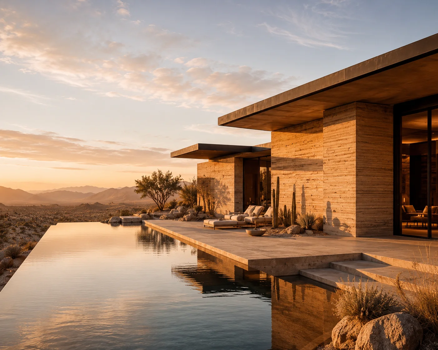 Desert Calm Modern Villa Architecture Wallpaper