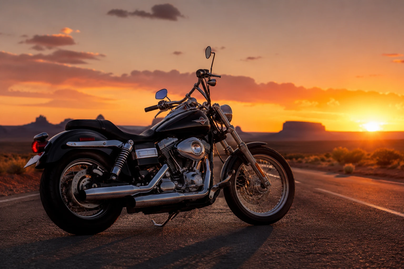 Desert Ride Cruiser Motorcycle Wallpaper wallpaper full preview