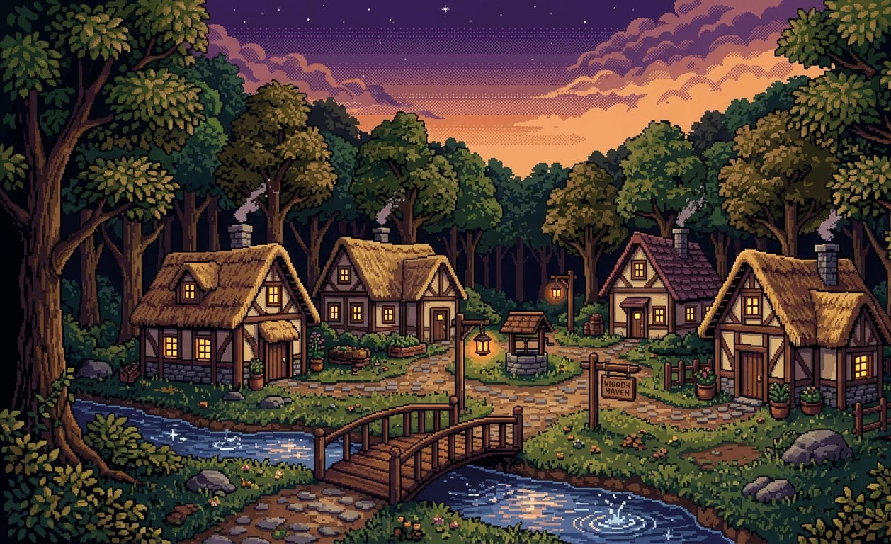 Forest Village, 16-Bit Pixel Art Wallpaper wallpaper full preview