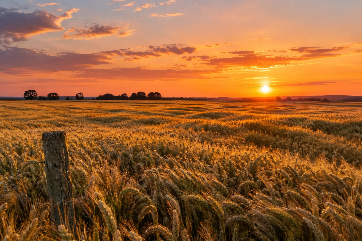 Golden Hour Fields Nature Wheat Wallpaper