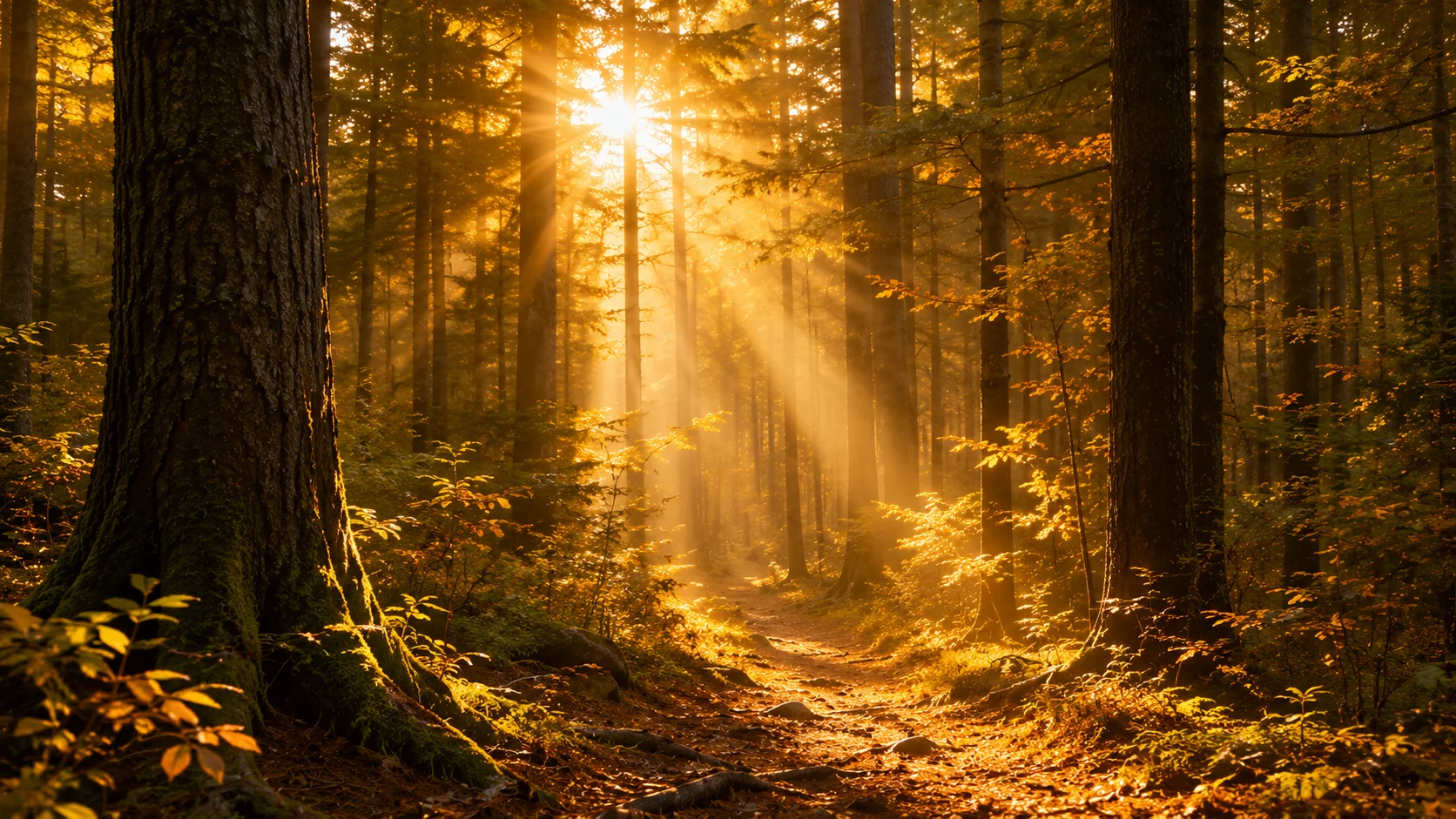 Golden Hour Forest wallpaper full preview