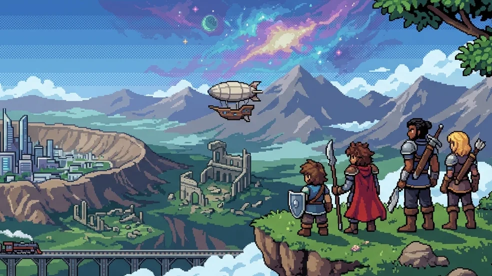 Legends of Aetheria: 16-Bit RPG Cinematic Wallpaper wallpaper full preview