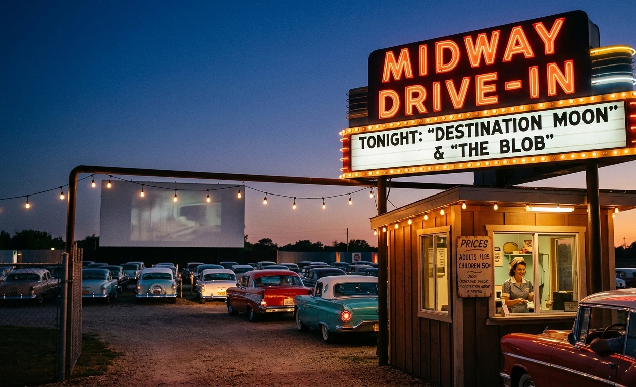 Marquee Nights, Vintage Drive-In Wallpaper wallpaper full preview