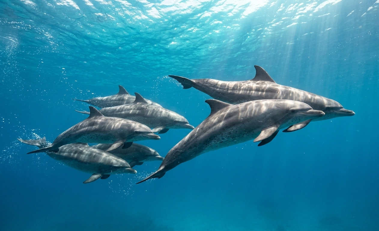 Ocean Ballet Dolphin Pod Underwater Wallpaper wallpaper full preview