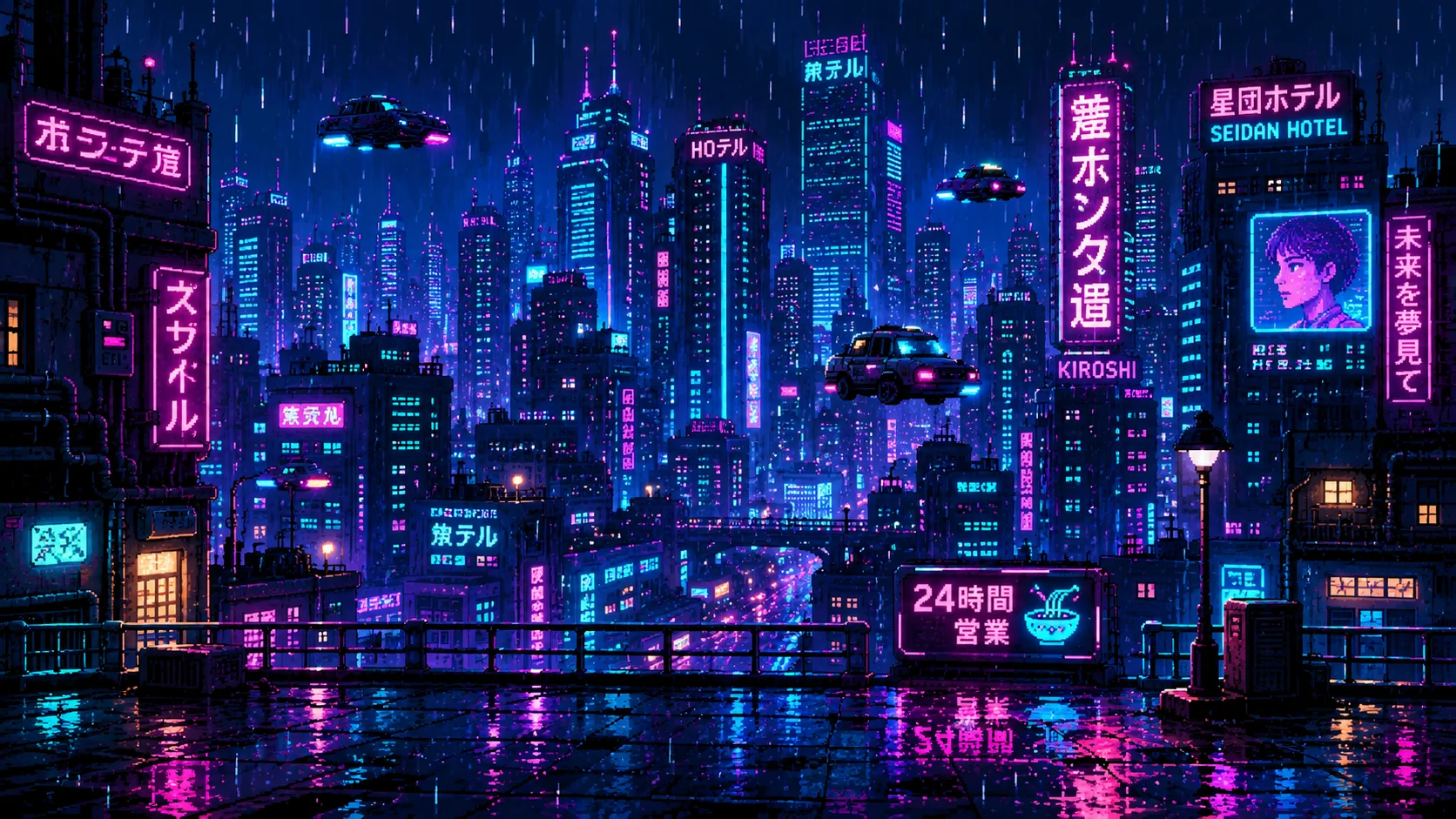Pixel Cyberpunk City Wallpaper wallpaper full preview
