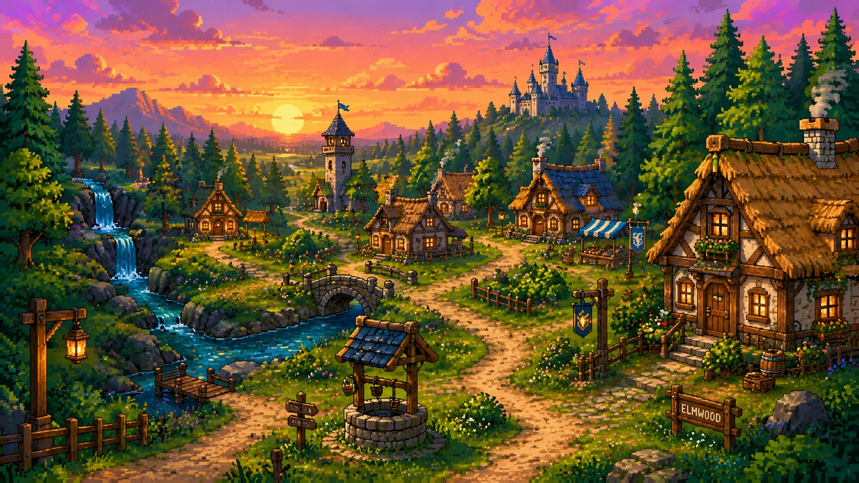 Pixel Fantasy Village Wallpaper wallpaper full preview