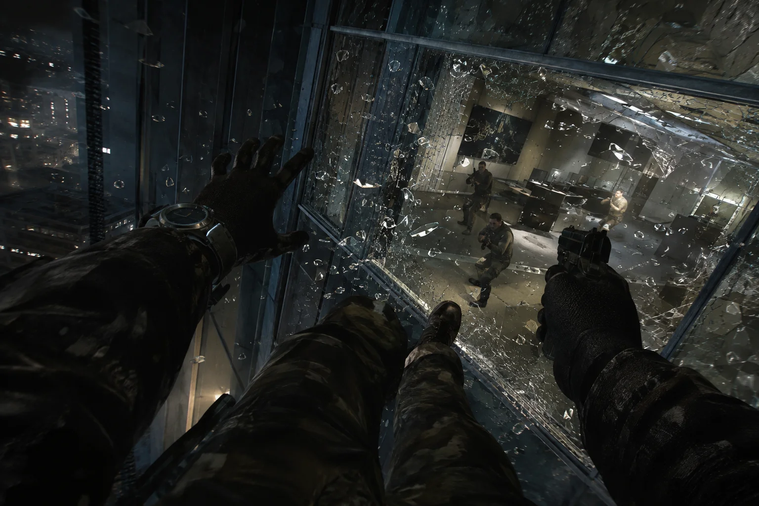Realistic Tactical Window Breach Wallpaper 4K