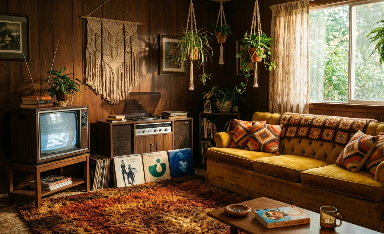 Retro Living Room, Vintage 1970s Wallpaper wallpaper full preview