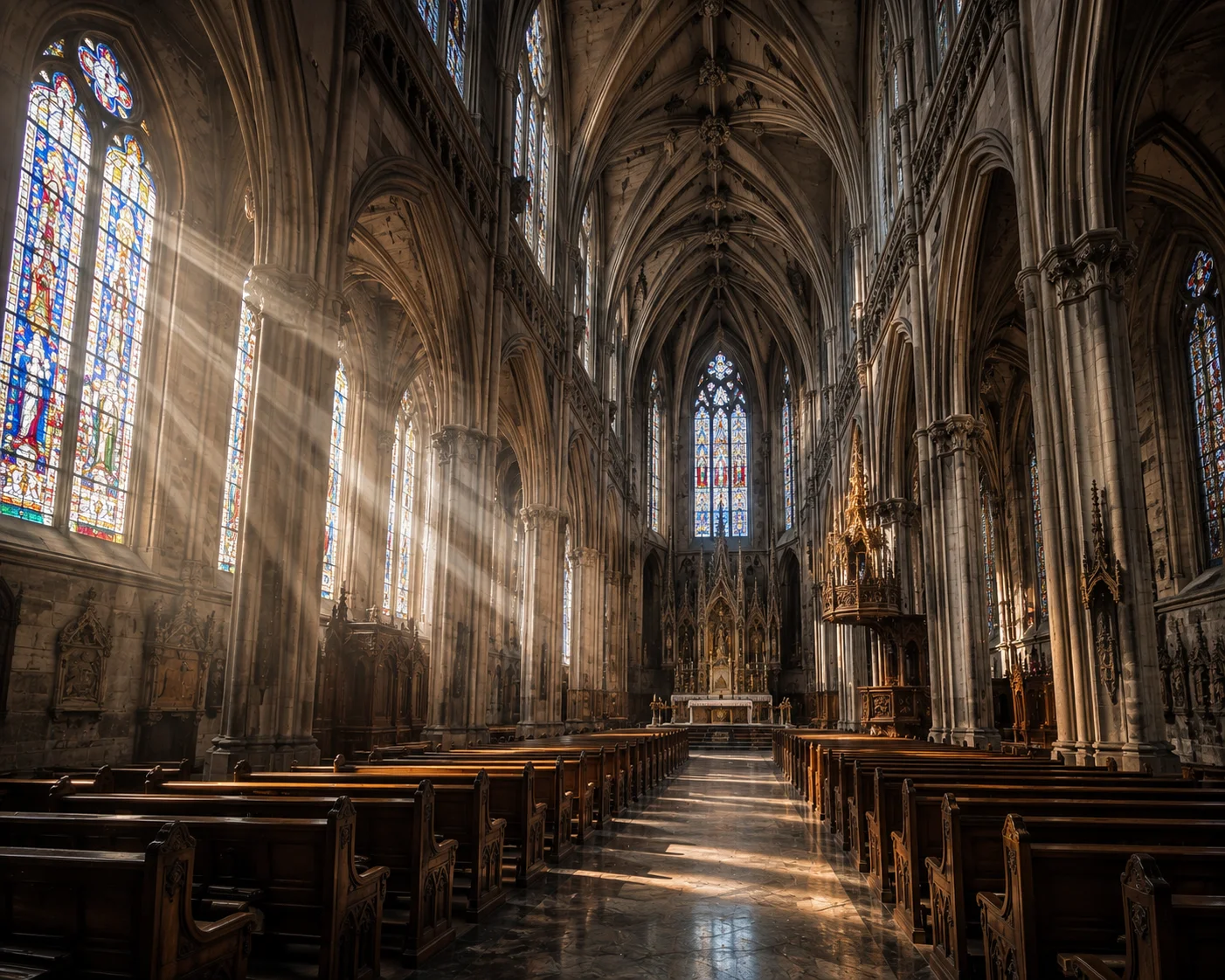 Sacred Light Gothic Cathedral Architecture Wallpaper wallpaper full preview