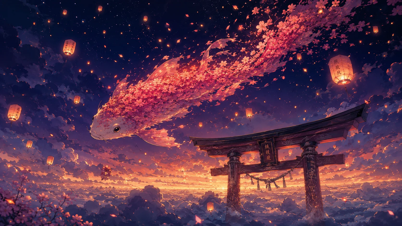 Sakura Koi Sky Anime Wallpaper