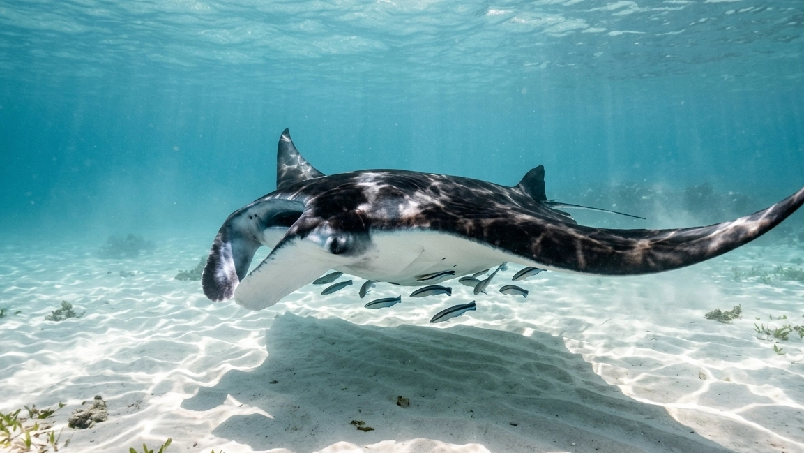 Silent Glide Manta Ray Underwater Wallpaper wallpaper full preview