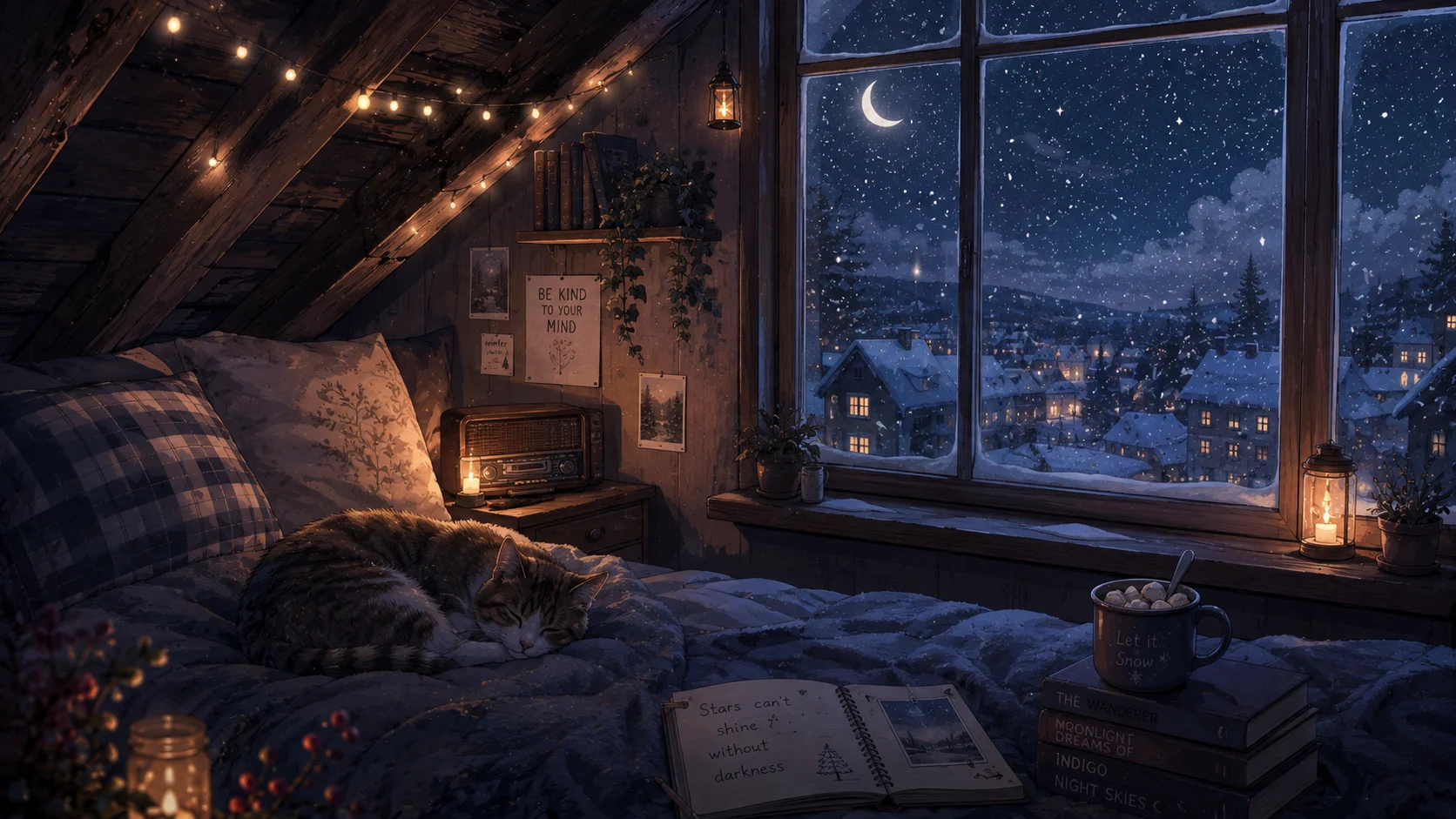 Snowy Attic Lofi Wallpaper wallpaper full preview