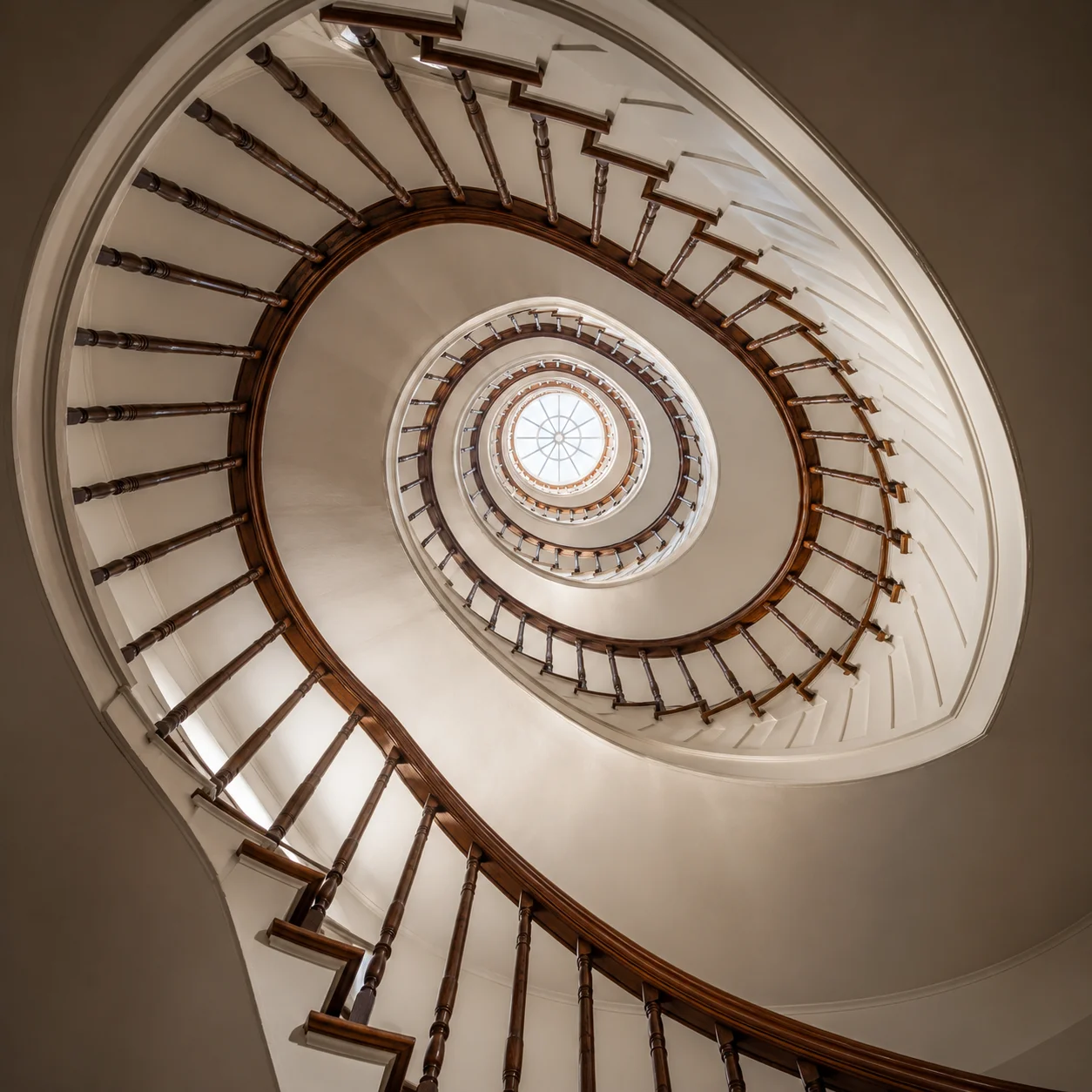 Spiral Ascent Architecture Staircase Wallpaper wallpaper full preview