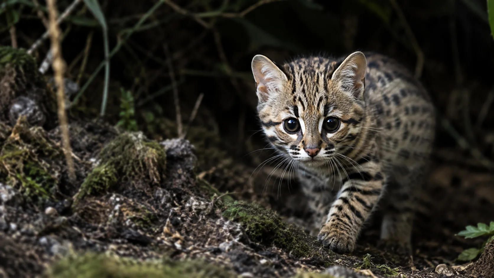 Tiny Wild Cat in the Forest – Realistic 8K Wildlife Wallpaper