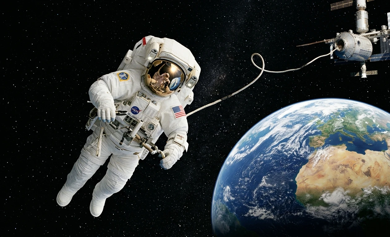Weightless Astronaut Spacewalk Wallpaper wallpaper full preview